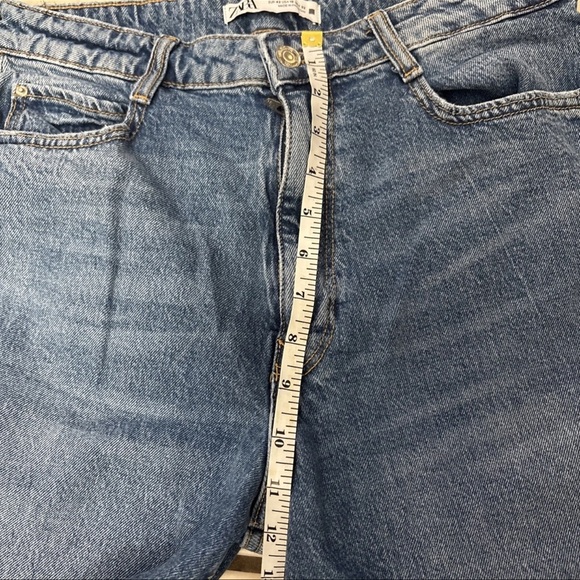 Zara Jeans Women’s Pants Sz 10 Blue The High Rise Straight Denim Stretch - Picture 4 of 7